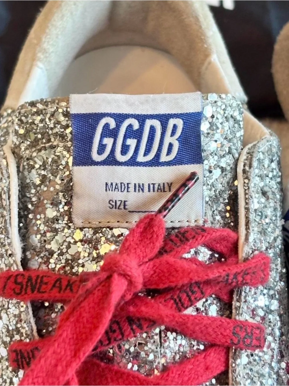 Authentic Golden Goose Sneakers Superstar Silver glitter red laces EU 40, US 9